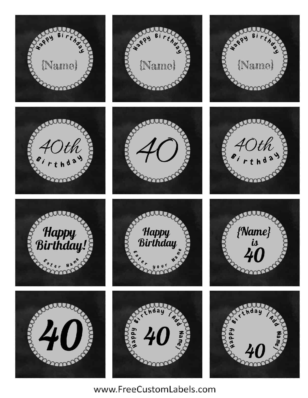 Free Printable Cupcake Toppers 40th Birthday