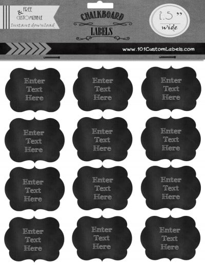 free printable chalk board labels with 12 labels per sheet