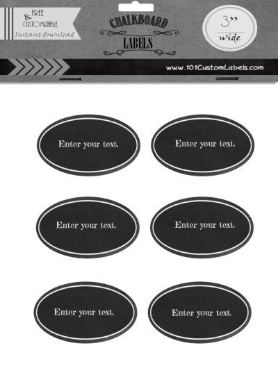 printable page with 6 black oval labels