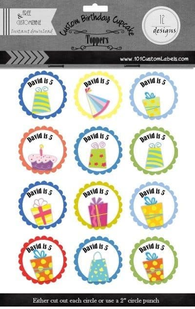 custom birthday cupcake toppers