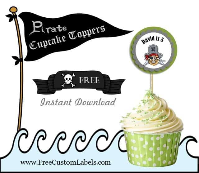 Cupcake toppers with a pirate theme