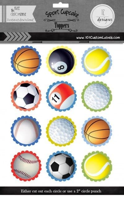 sport cupcake toppers