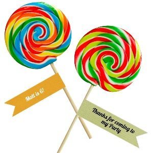 party favor labels on large lollipop