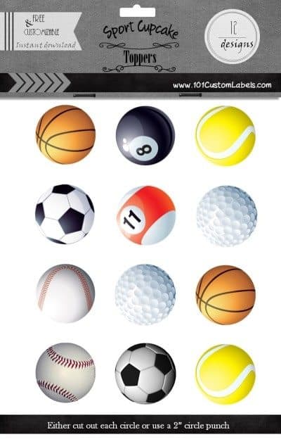 sport cupcake toppers