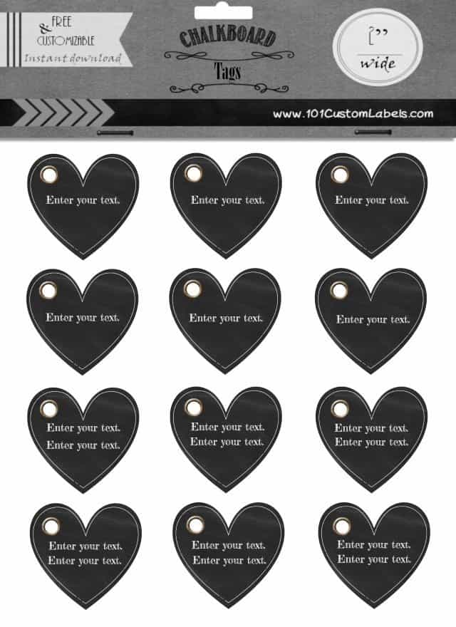 heart shaped chalkboard tag