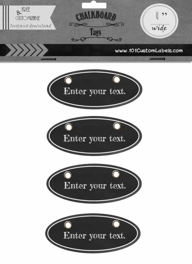 gift tags with an oval shape and a chalkboard background