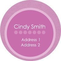 circle sticker in pink with polka dots