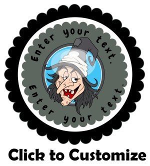 custom label with a witch