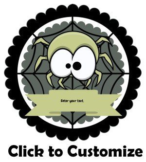 Editable and printable custom label with a green spider