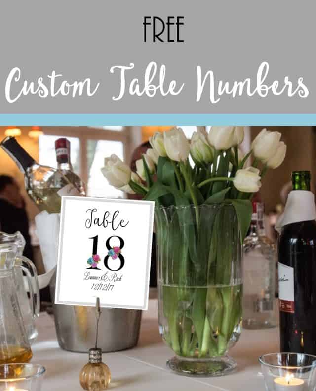 wedding table number