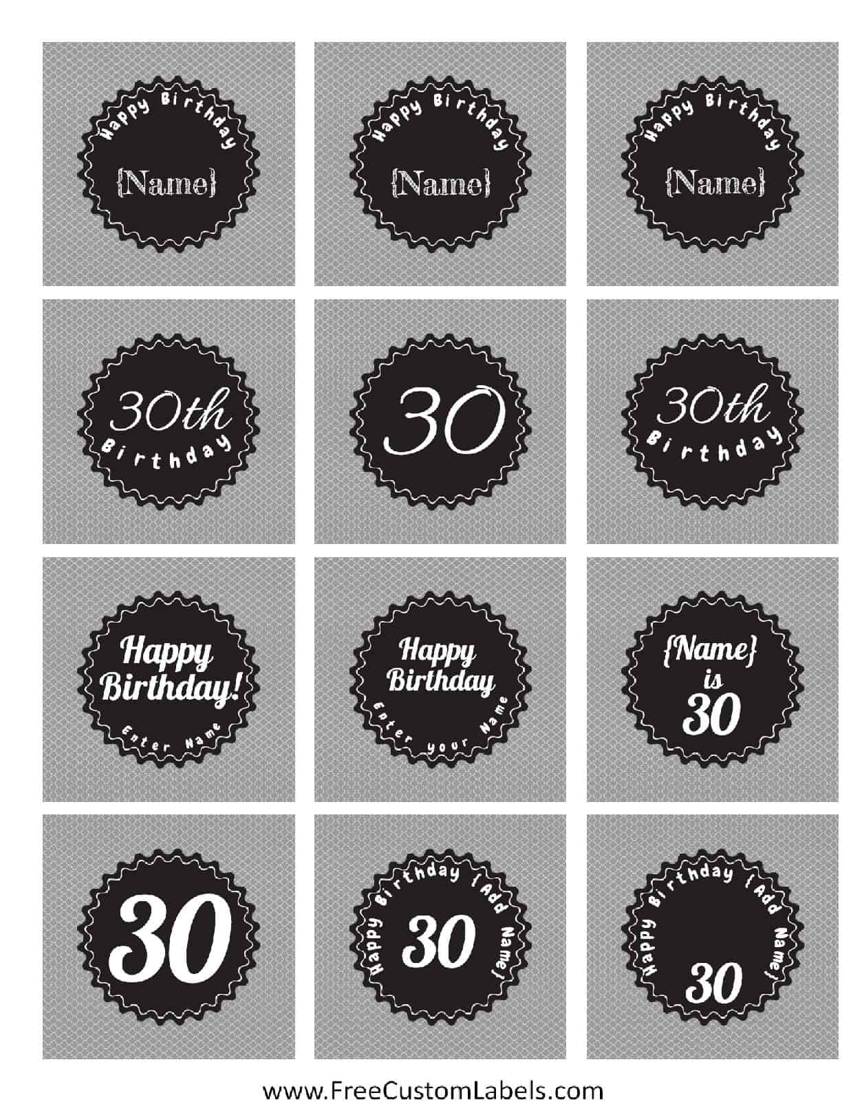 30 Custom Birthday Cake Personalized Address Labels