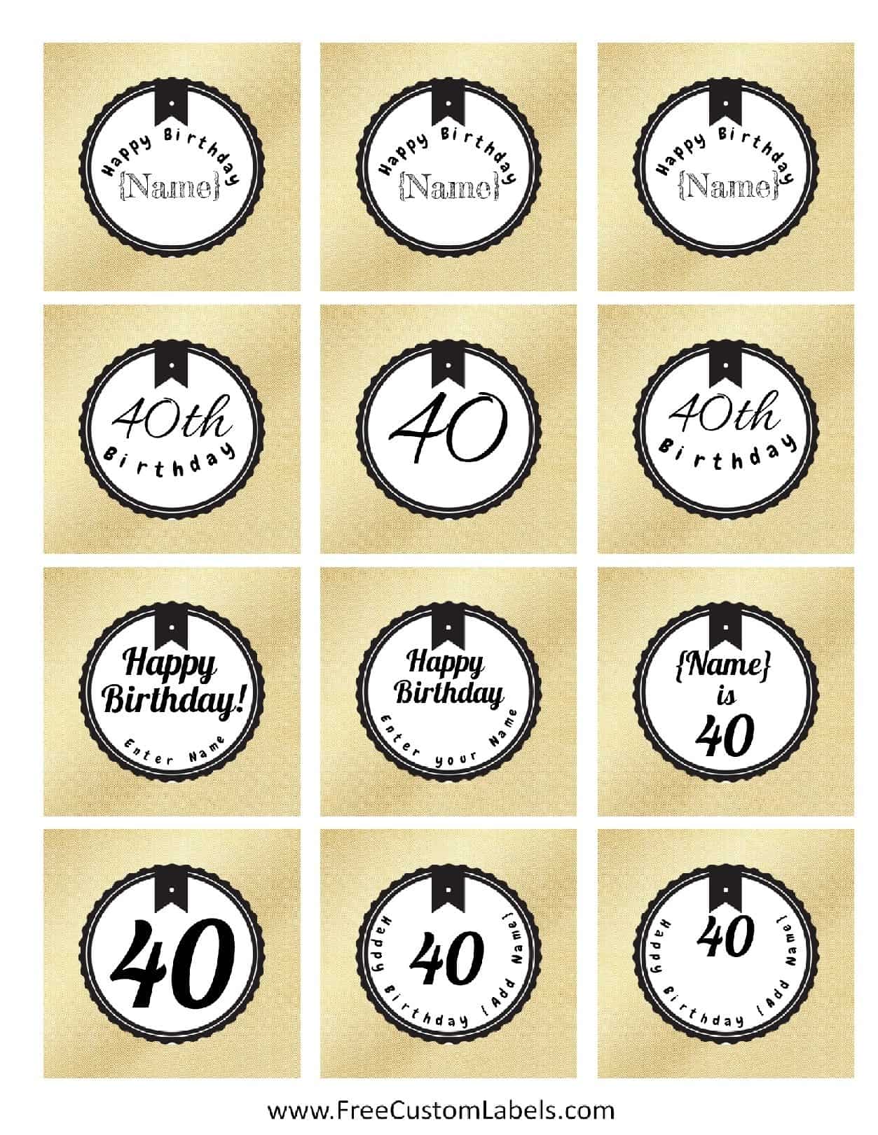 40th Birthday Cupcake Toppers Free Customizable 40th Birthday Cupcake Toppers Free Customizable