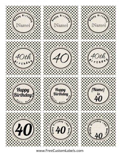 40th Birthday Cupcake Toppers - Free & Customizable