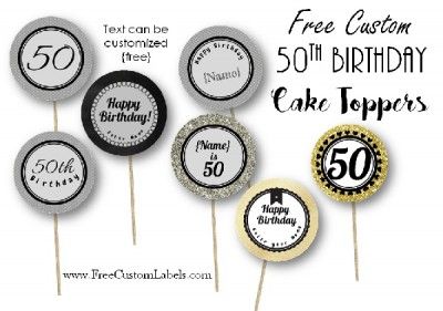 50th Birthday Cupcake Toppers - Free and Customizable