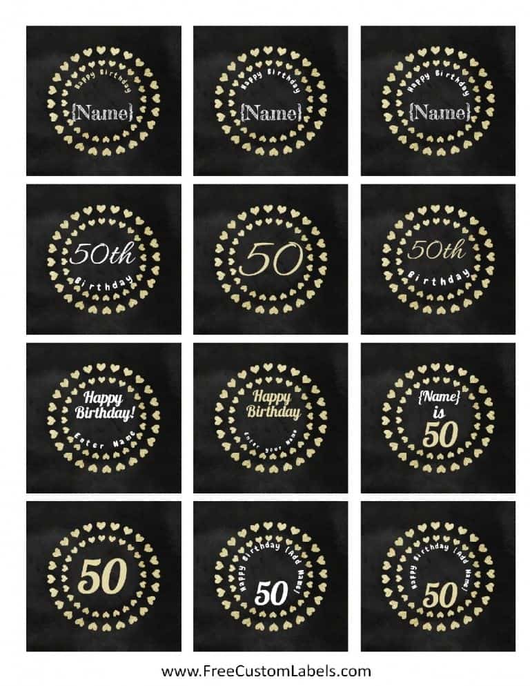 50th Birthday Cupcake Toppers - Free and Customizable