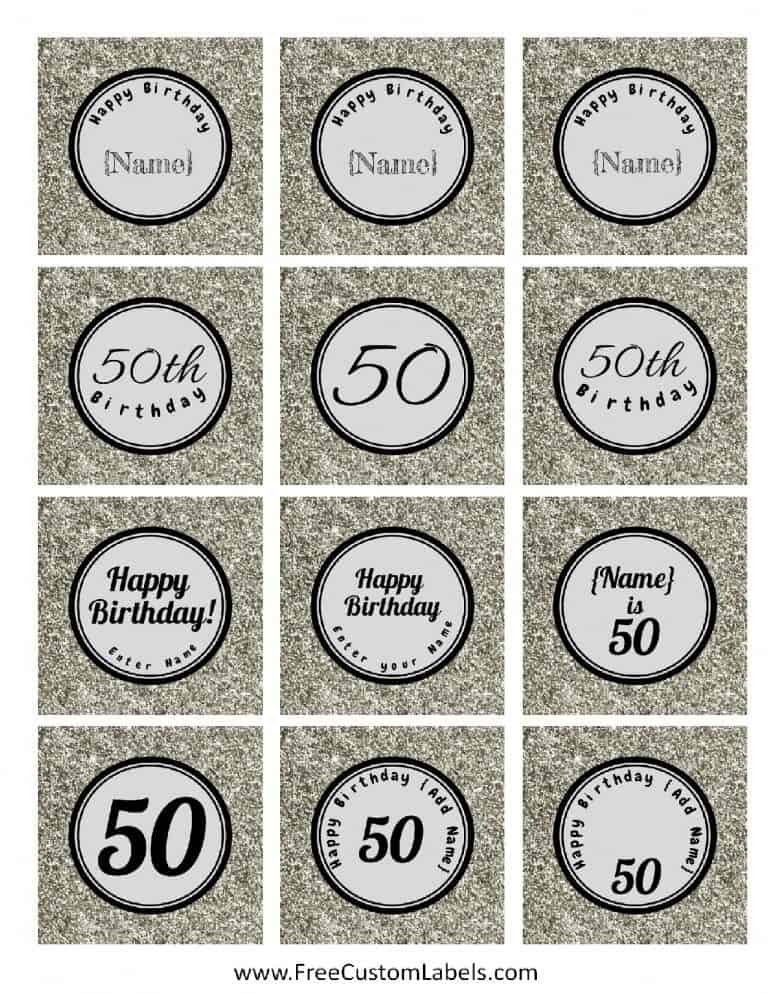 50th Birthday Cupcake Toppers - Free and Customizable