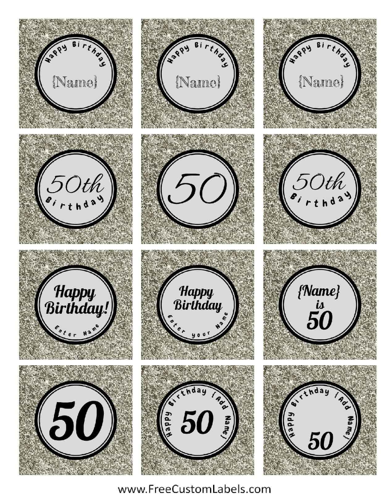 50th Birthday Cupcake Toppers Free And Customizable