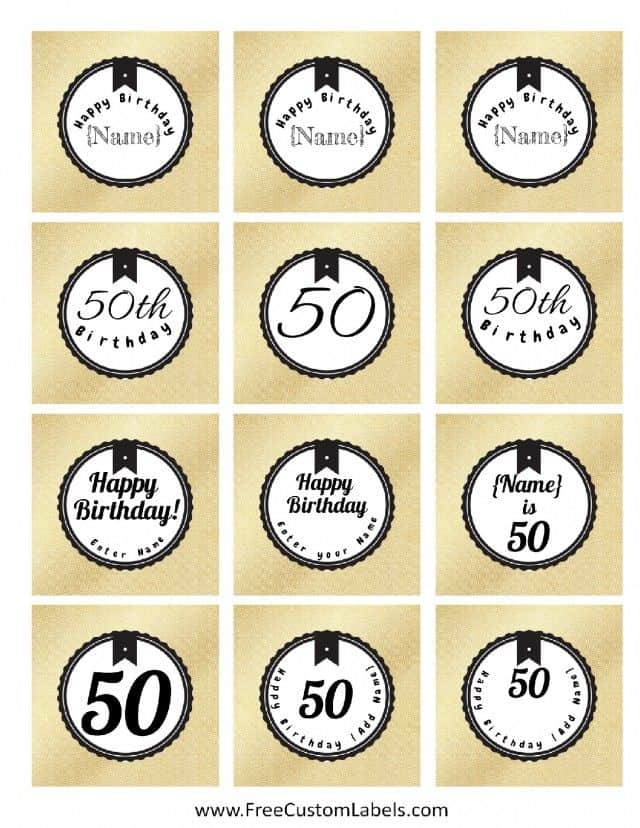 50th Birthday Cupcake Toppers - Free and Customizable