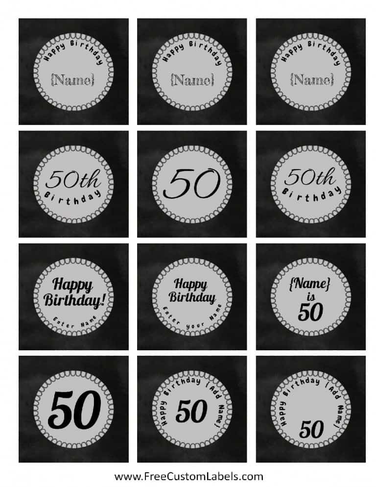 50th Birthday Cupcake Toppers - Free and Customizable