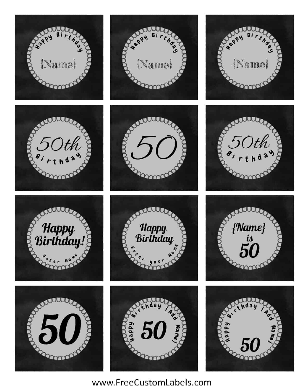 50th Birthday Cupcake Toppers - Free and Customizable
