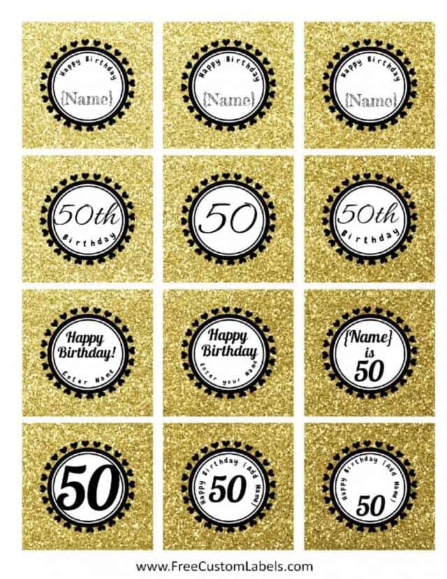 50th Birthday Cupcake Toppers Free and Customizable