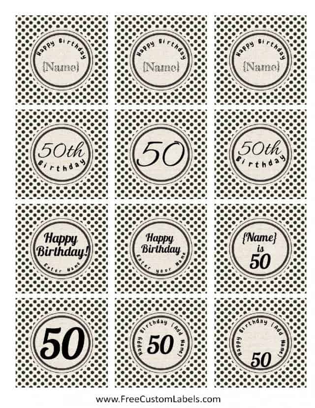 50th Birthday Cupcake Toppers - Free and Customizable