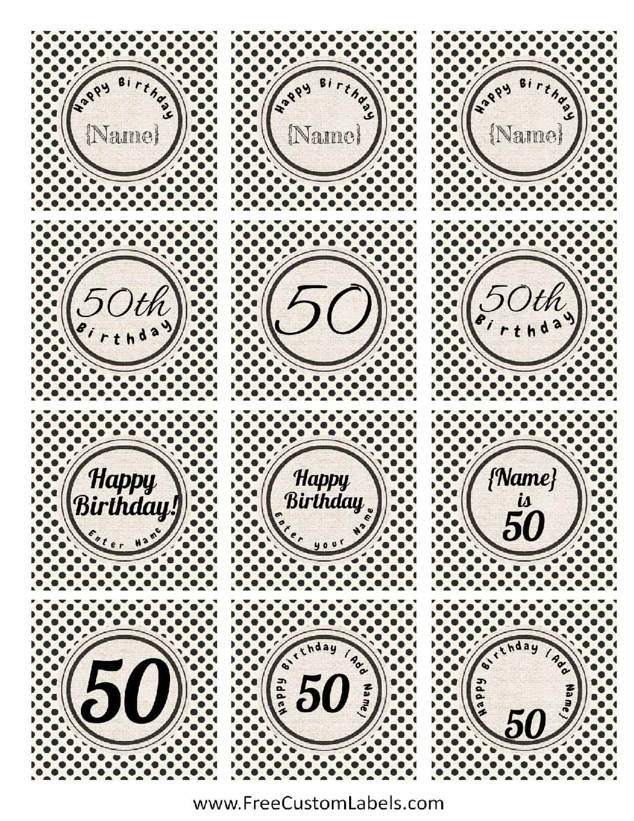 50th Birthday Cupcake Toppers Free And Customizable