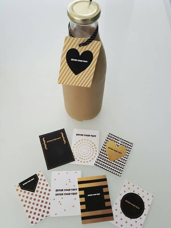 black and gold labels