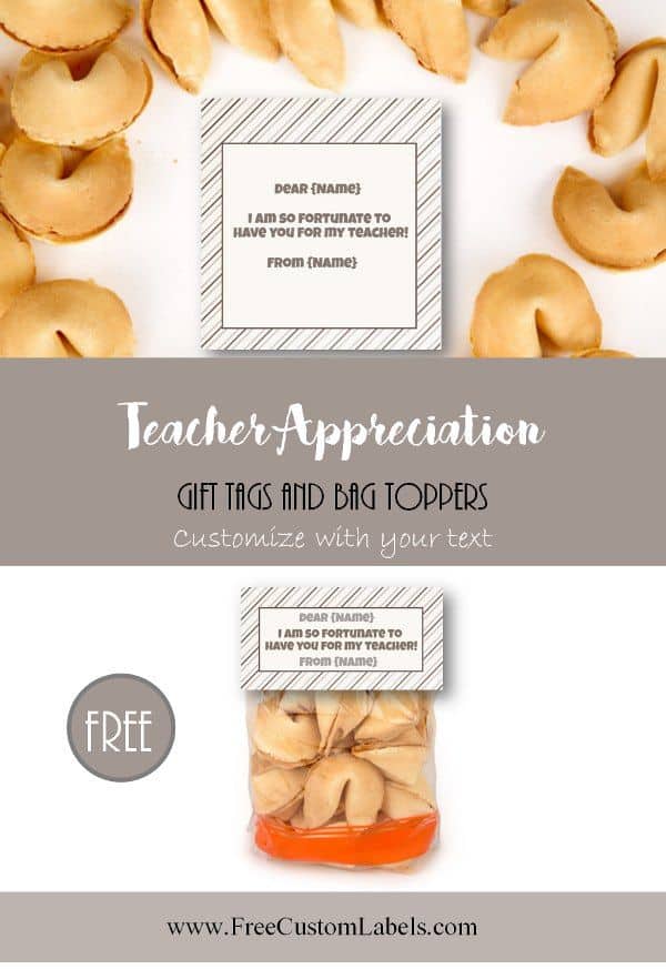 fortune cookie gift bag with label to create a teacher appreciation gift