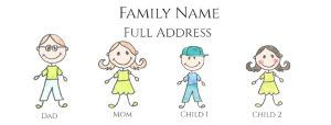 Family address labels stick figures