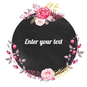 Chalkboard label with pretty pink flowers